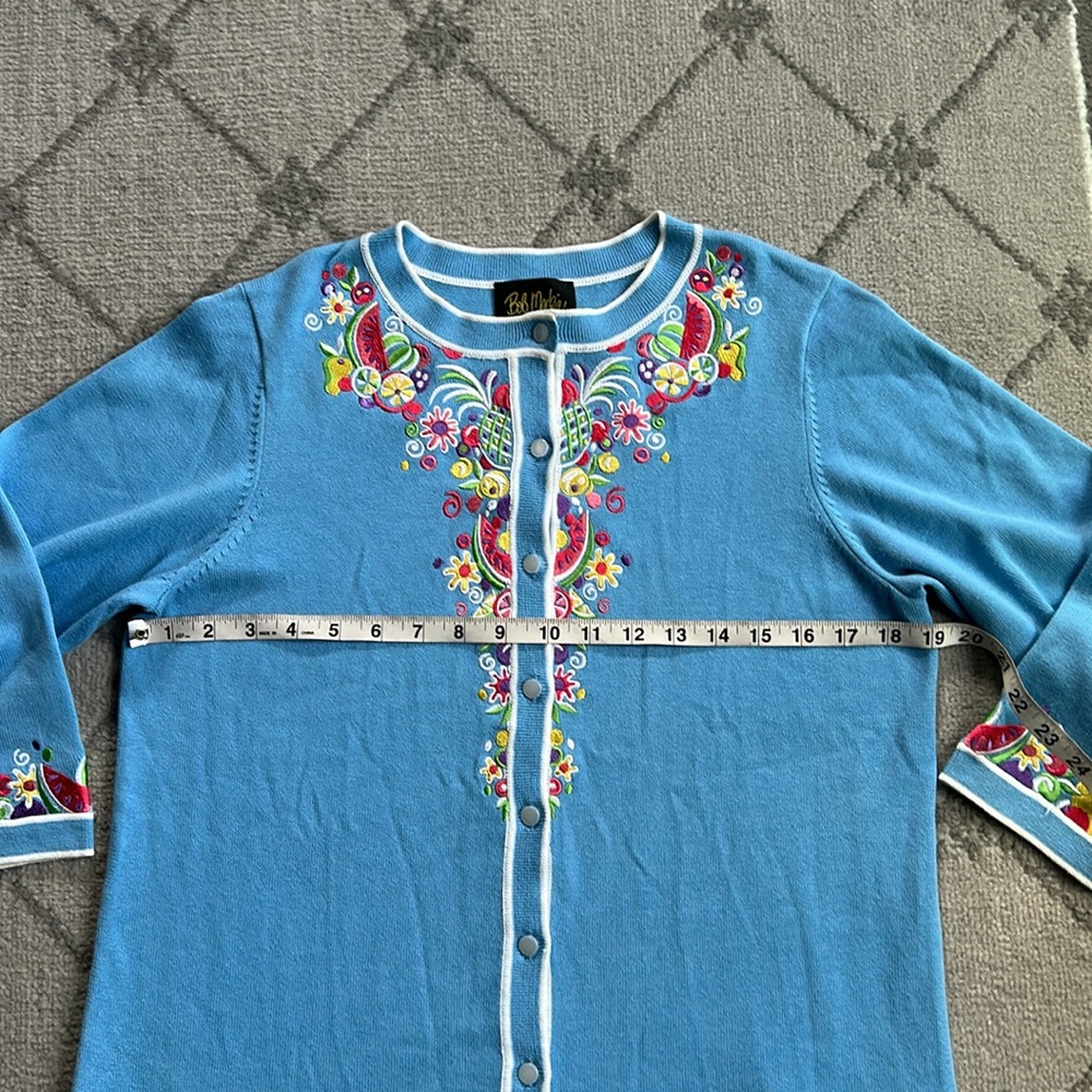 Bob Mackie Blue Embroidered Sweater - Picture 6 of 8